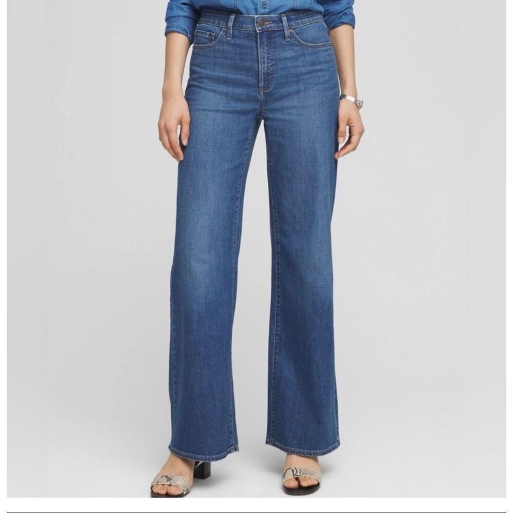 NWT CHICO’S SO SLIMMING HIGH RISE WIDE LEG Jean Ariel Seal Indigo Women’s 18